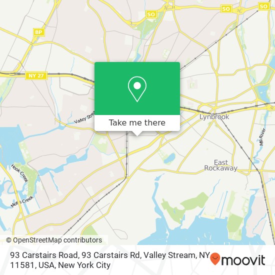 Mapa de 93 Carstairs Road, 93 Carstairs Rd, Valley Stream, NY 11581, USA