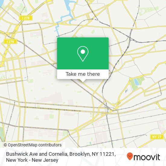 Mapa de Bushwick Ave and Cornelia, Brooklyn, NY 11221