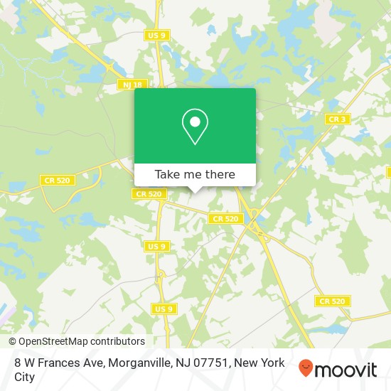 Mapa de 8 W Frances Ave, Morganville, NJ 07751