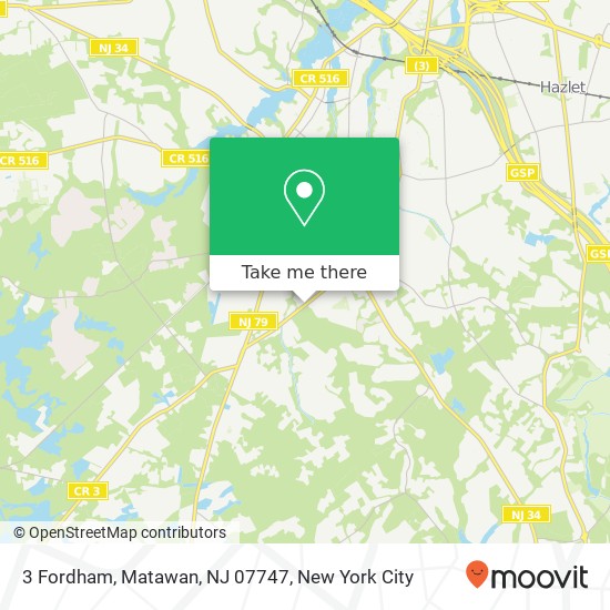 Mapa de 3 Fordham, Matawan, NJ 07747