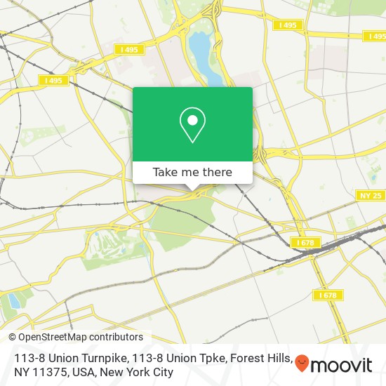 Mapa de 113-8 Union Turnpike, 113-8 Union Tpke, Forest Hills, NY 11375, USA
