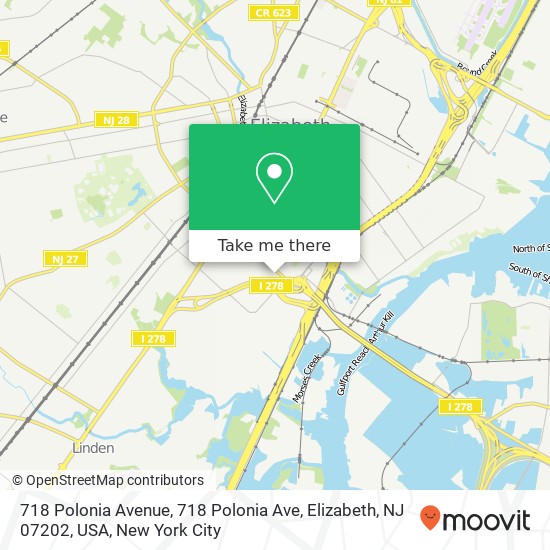 718 Polonia Avenue, 718 Polonia Ave, Elizabeth, NJ 07202, USA map