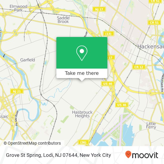 Mapa de Grove St Spring, Lodi, NJ 07644