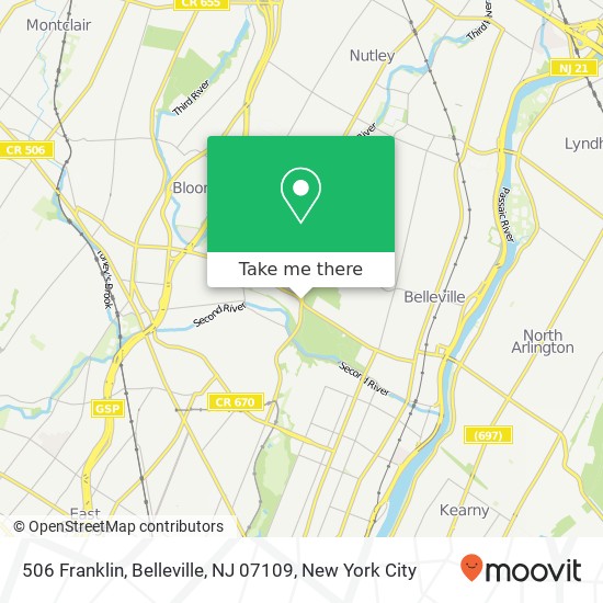 Mapa de 506 Franklin, Belleville, NJ 07109