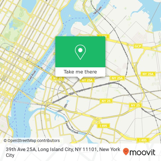 Mapa de 39th Ave 25A, Long Island City, NY 11101