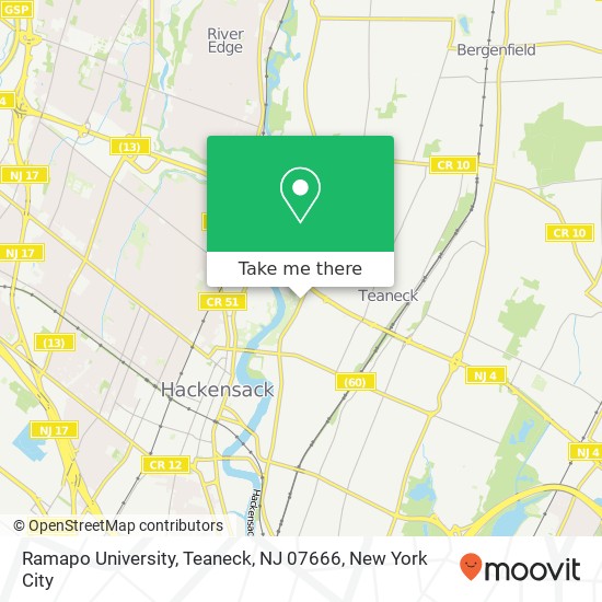 Mapa de Ramapo University, Teaneck, NJ 07666