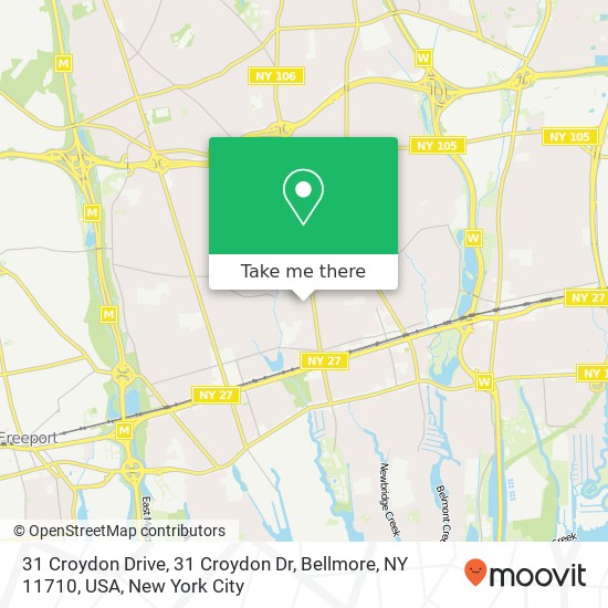 Mapa de 31 Croydon Drive, 31 Croydon Dr, Bellmore, NY 11710, USA