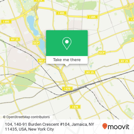 Mapa de 104, 140-91 Burden Crescent #104, Jamaica, NY 11435, USA