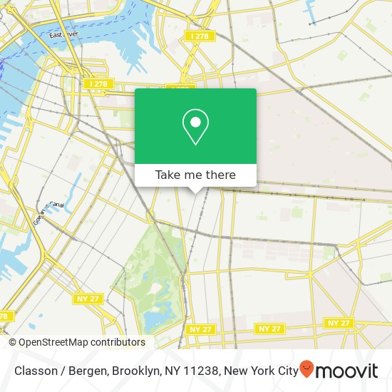 Mapa de Classon / Bergen, Brooklyn, NY 11238