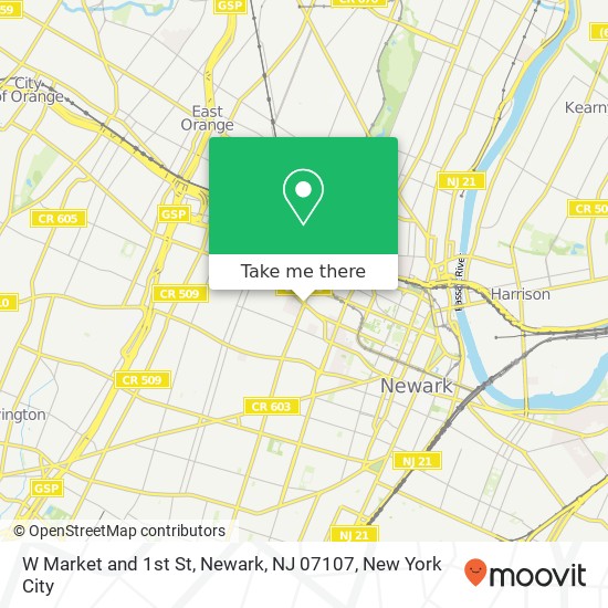 Mapa de W Market and 1st St, Newark, NJ 07107