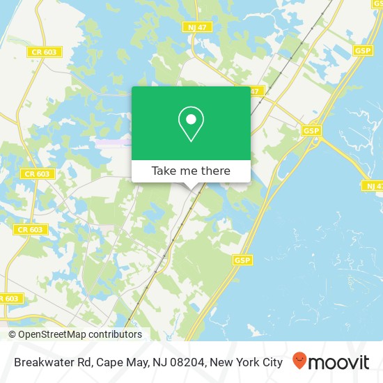 Mapa de Breakwater Rd, Cape May, NJ 08204