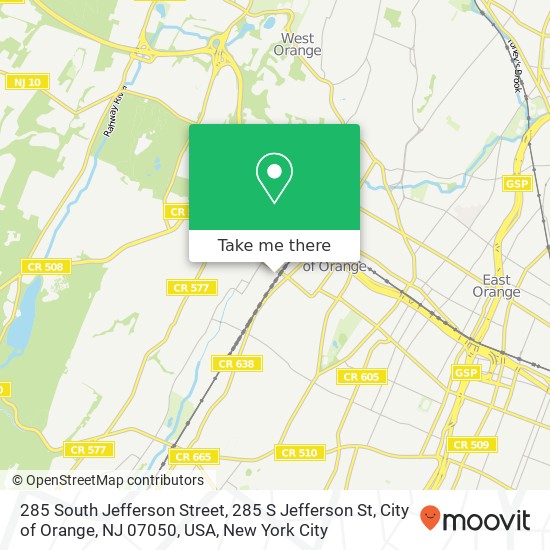 285 South Jefferson Street, 285 S Jefferson St, City of Orange, NJ 07050, USA map