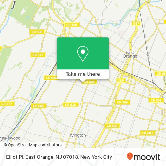 Elliot Pl, East Orange, NJ 07018 map