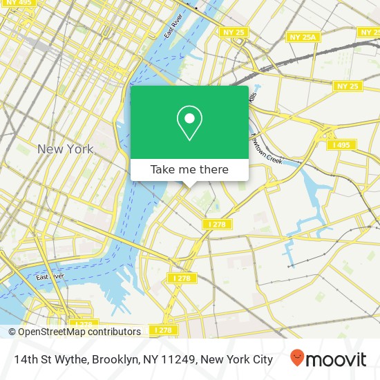 Mapa de 14th St Wythe, Brooklyn, NY 11249