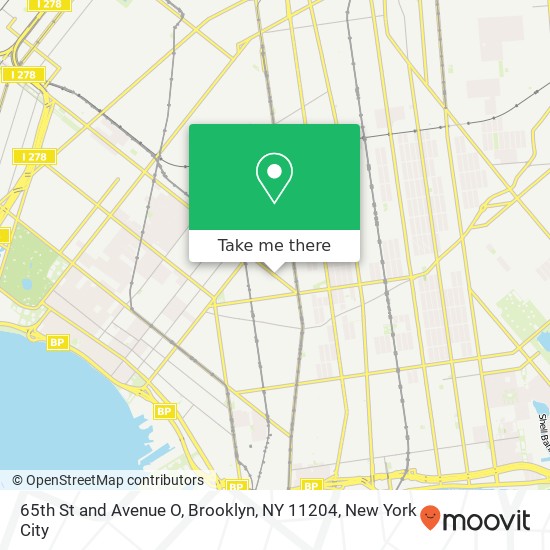 65th St and Avenue O, Brooklyn, NY 11204 map