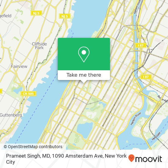 Mapa de Prameet Singh, MD, 1090 Amsterdam Ave