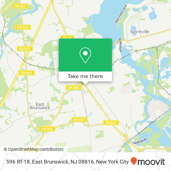 Mapa de 596 RT-18, East Brunswick, NJ 08816