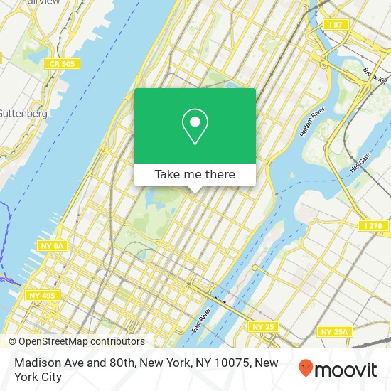 Madison Ave and 80th, New York, NY 10075 map