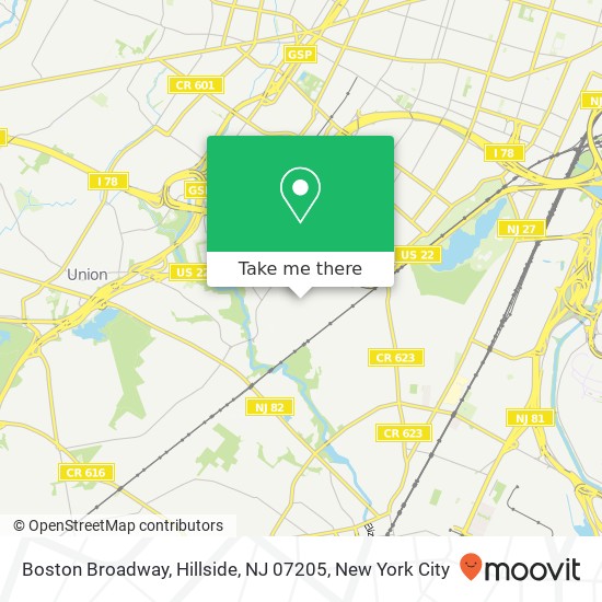 Mapa de Boston Broadway, Hillside, NJ 07205