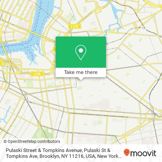 Mapa de Pulaski Street & Tompkins Avenue, Pulaski St & Tompkins Ave, Brooklyn, NY 11216, USA