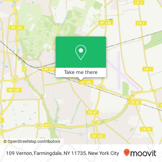 Mapa de 109 Vernon, Farmingdale, NY 11735
