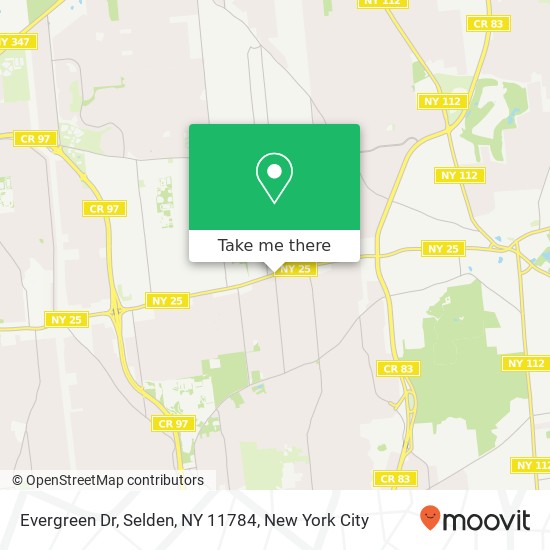 Mapa de Evergreen Dr, Selden, NY 11784