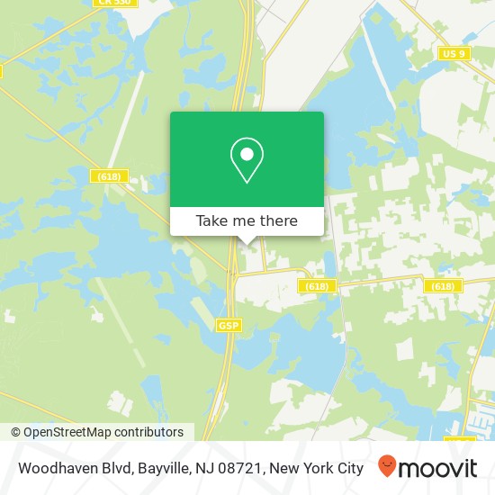 Mapa de Woodhaven Blvd, Bayville, NJ 08721