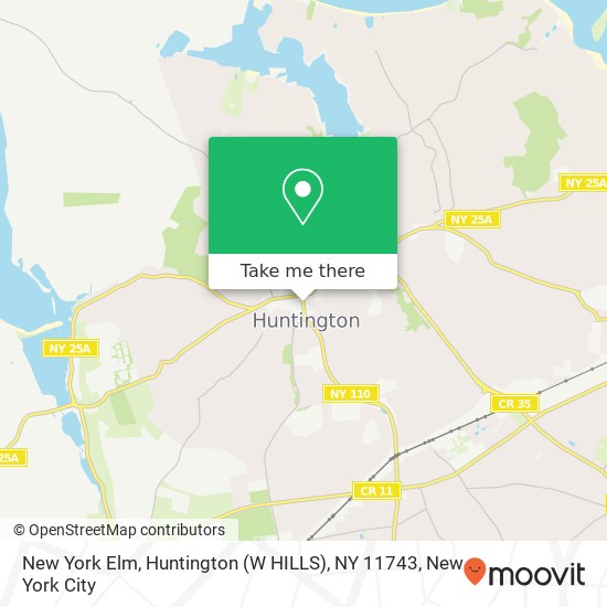 Mapa de New York Elm, Huntington (W HILLS), NY 11743