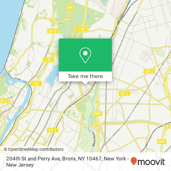 Mapa de 204th St and Perry Ave, Bronx, NY 10467