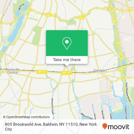 Mapa de 805 Brookwold Ave, Baldwin, NY 11510