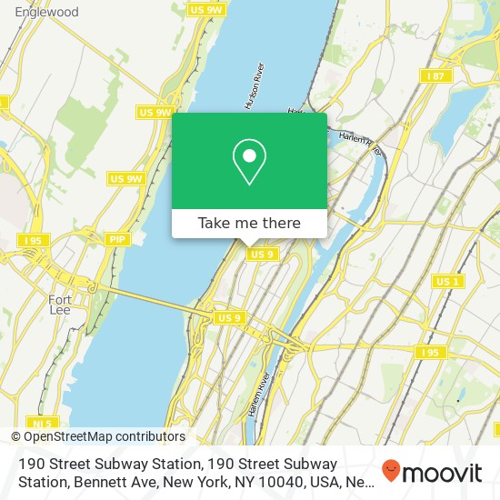 190 Street Subway Station, 190 Street Subway Station, Bennett Ave, New York, NY 10040, USA map