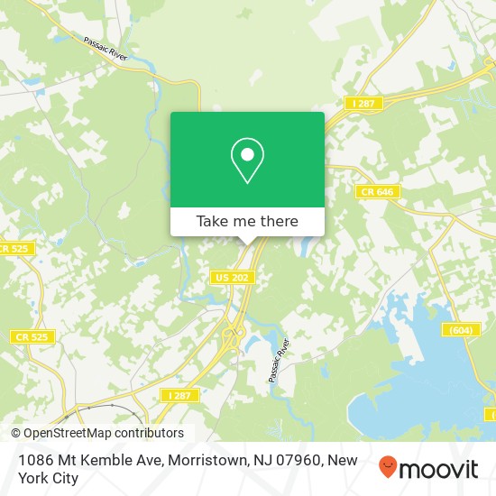 Mapa de 1086 Mt Kemble Ave, Morristown, NJ 07960
