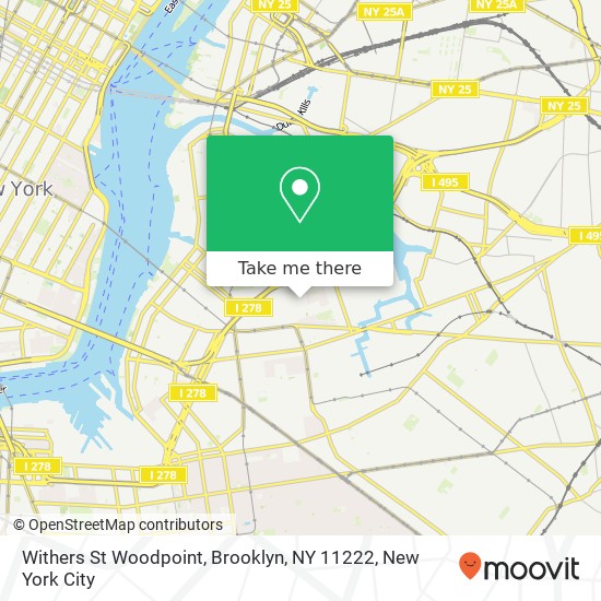 Mapa de Withers St Woodpoint, Brooklyn, NY 11222