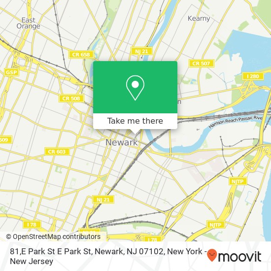 Mapa de 81,E Park St E Park St, Newark, NJ 07102