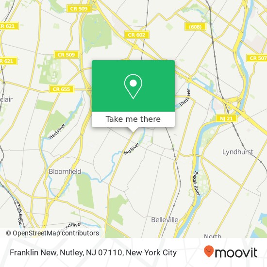 Mapa de Franklin New, Nutley, NJ 07110