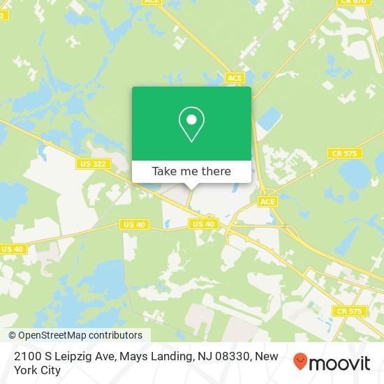 Mapa de 2100 S Leipzig Ave, Mays Landing, NJ 08330