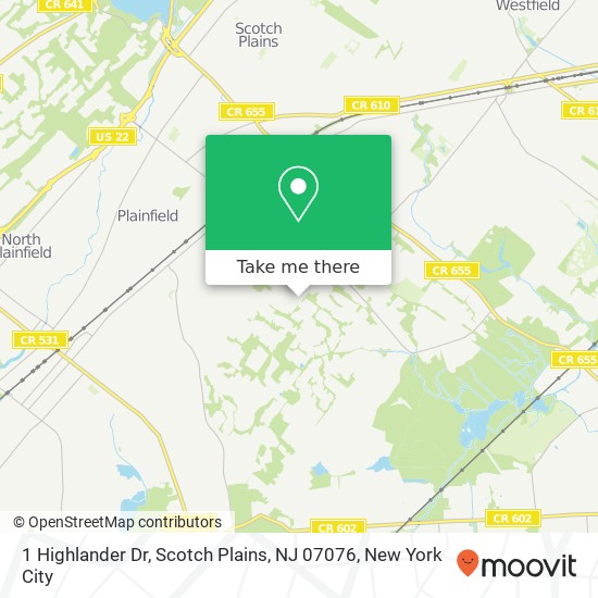 Mapa de 1 Highlander Dr, Scotch Plains, NJ 07076