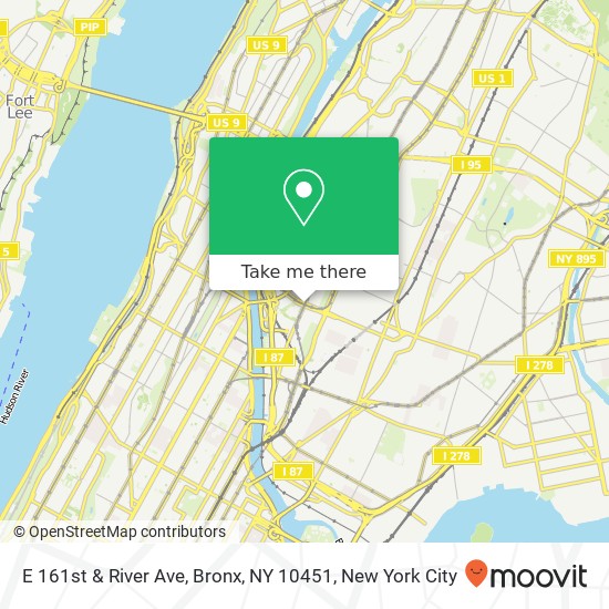 Mapa de E 161st & River Ave, Bronx, NY 10451