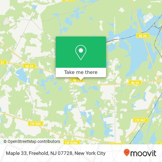 Mapa de Maple 33, Freehold, NJ 07728