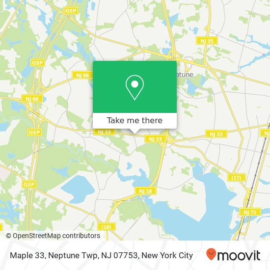 Mapa de Maple 33, Neptune Twp, NJ 07753