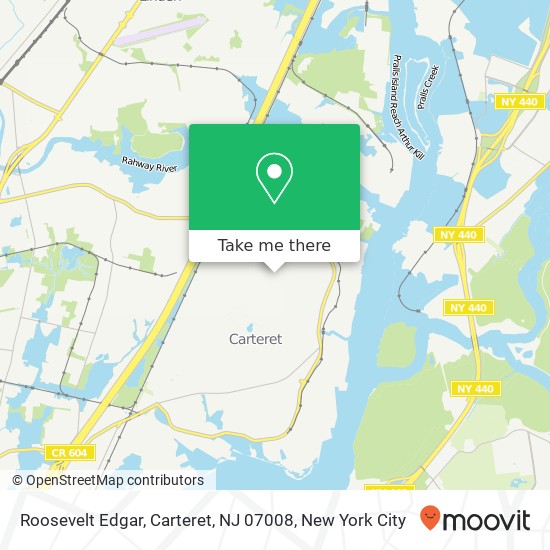 Mapa de Roosevelt Edgar, Carteret, NJ 07008