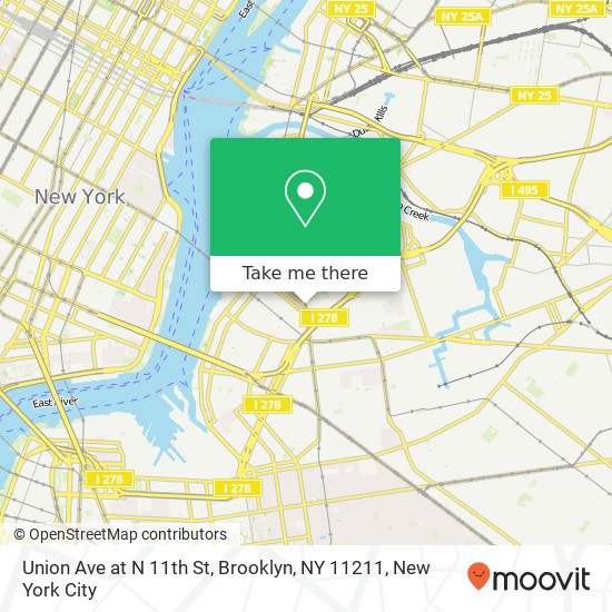 Mapa de Union Ave at N 11th St, Brooklyn, NY 11211
