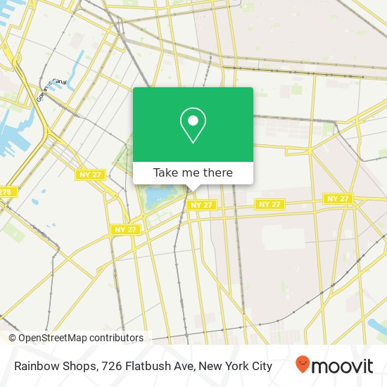 Mapa de Rainbow Shops, 726 Flatbush Ave