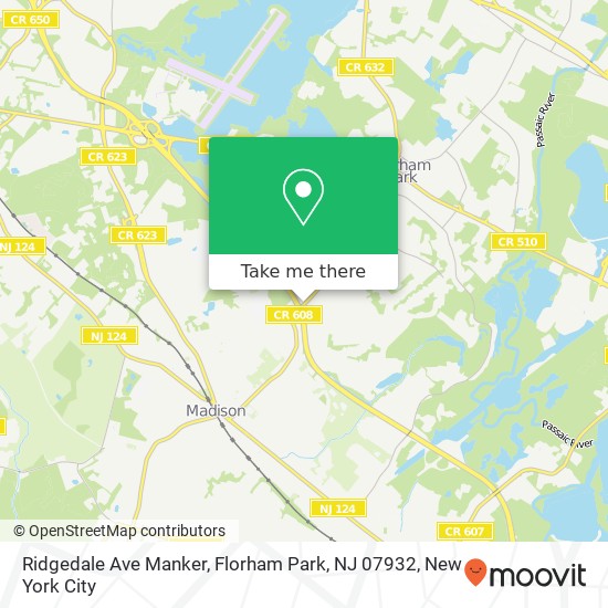 Mapa de Ridgedale Ave Manker, Florham Park, NJ 07932