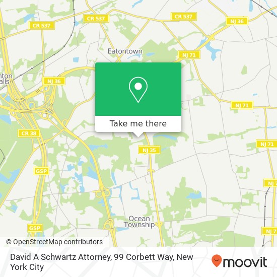 David A Schwartz Attorney, 99 Corbett Way map