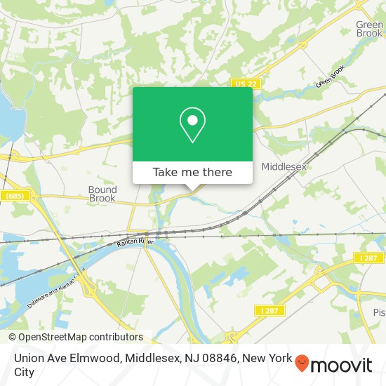 Mapa de Union Ave Elmwood, Middlesex, NJ 08846