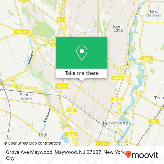 Mapa de Grove Ave Maywood, Maywood, NJ 07607