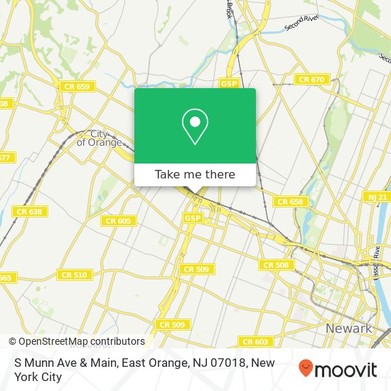Mapa de S Munn Ave & Main, East Orange, NJ 07018
