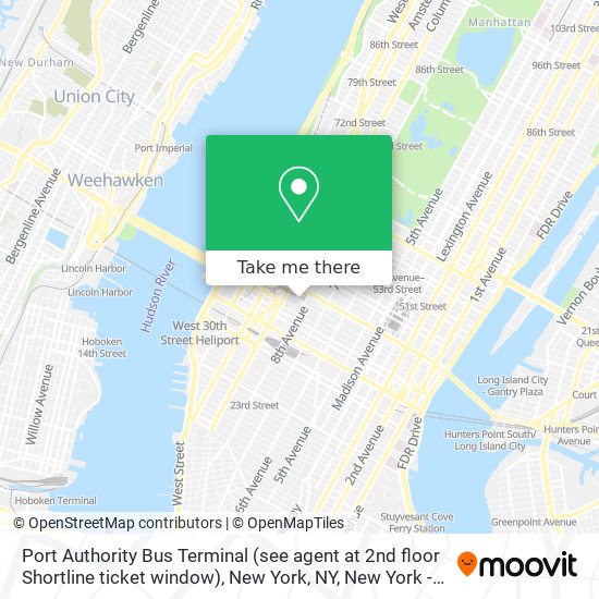 Port Authority Bus Terminal (see agent at 2nd floor Shortline ticket window), New York, NY map