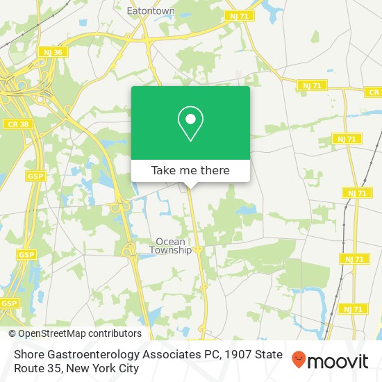 Shore Gastroenterology Associates PC, 1907 State Route 35 map